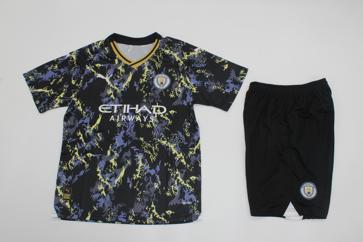 Kids-Manchester City 23/24 Special Navy/Yellow Soccer Jersey